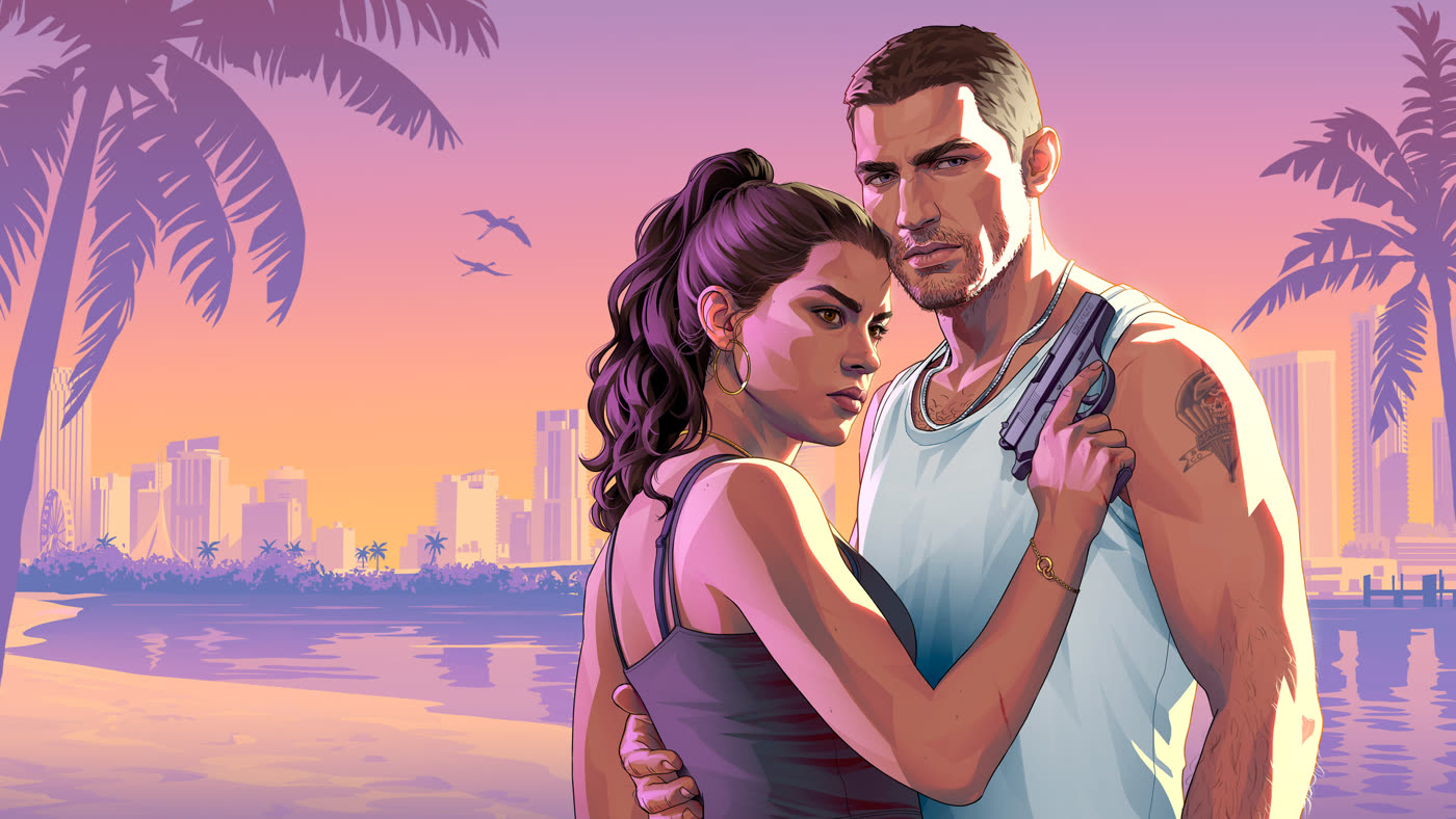 Official GTA 6 artwork of Jason and Lucia by Rockstar Games