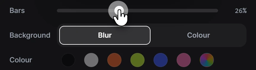 Bars, Background and Colour controls for the layout